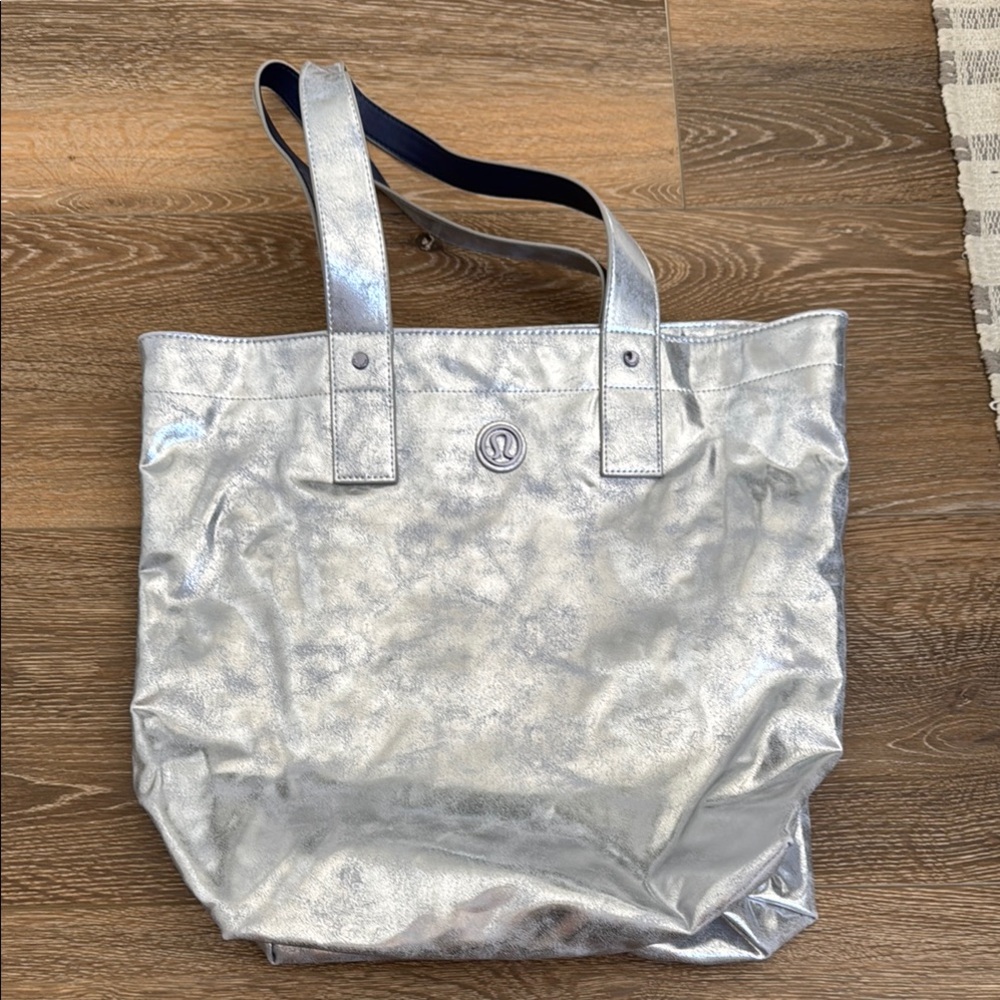 Lululemon Athletica Silver Metallic Tote Bag